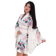 Short Japanese Kimono Satin White
